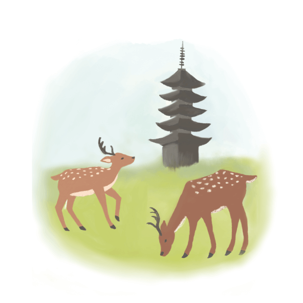 鹿と五重塔